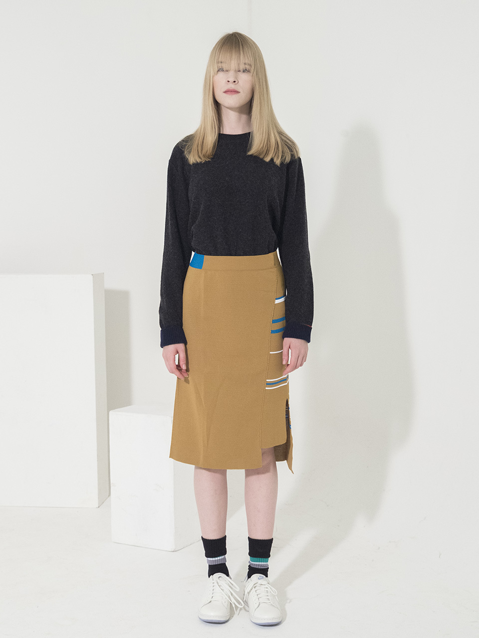 Milano Stripe Slit Skirt