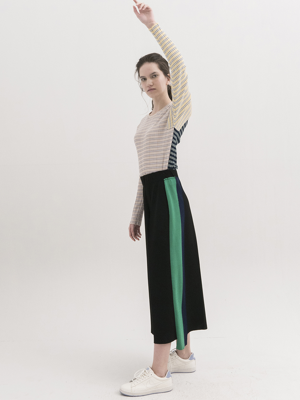 Side-Stripe Knit Wide Pants