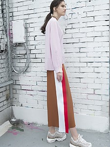 Side-Stripe Knit Wide Pants