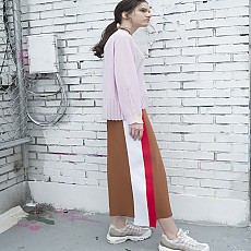 Side-Stripe Knit Wide Pants