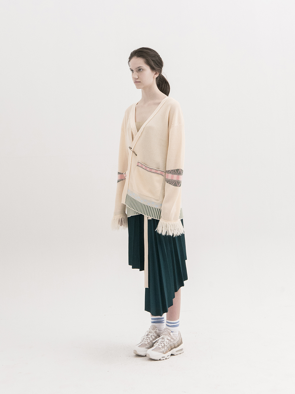 Jacquard with Tassel V-neck Cardigan
