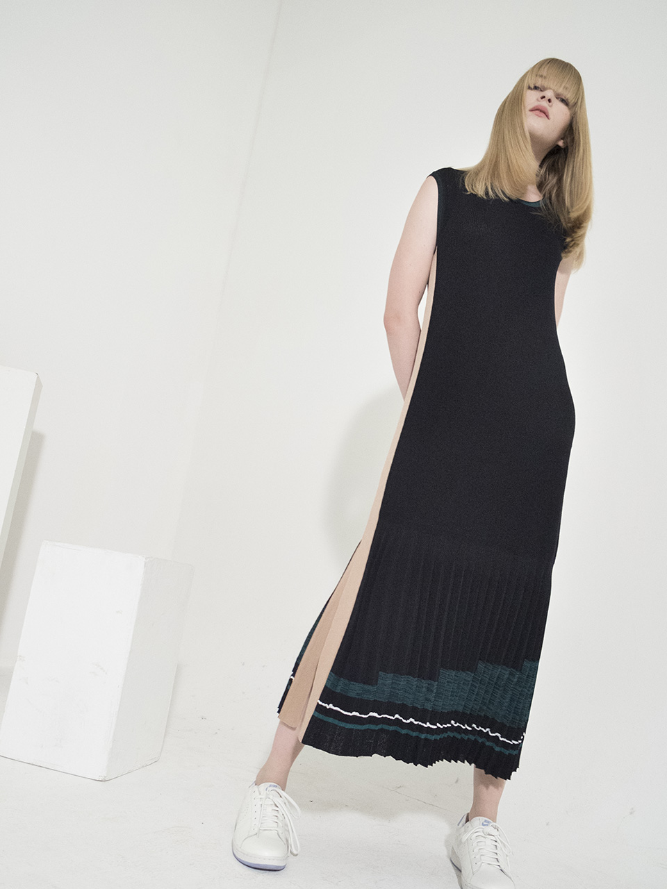 Pleated Long Knitted Dress