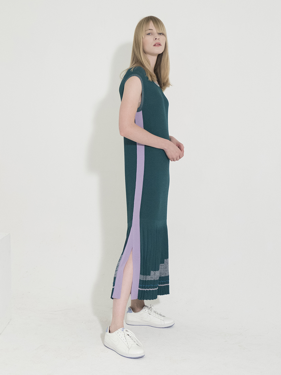 Pleated Long Knitted Dress