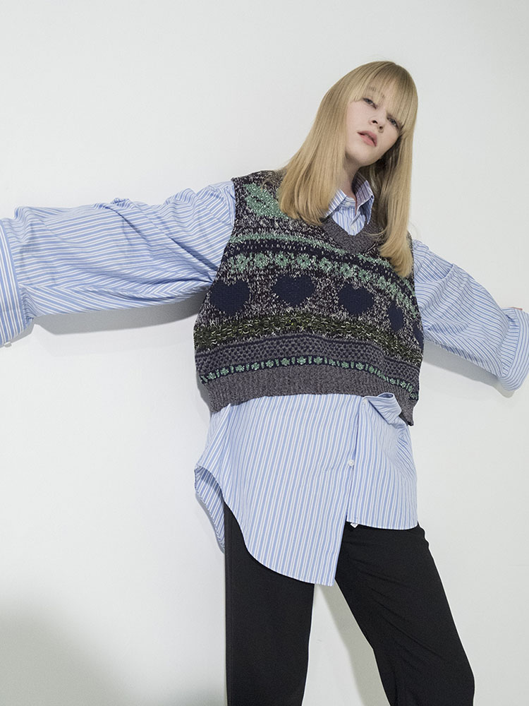 Multi Metallic Fancy Vest - M/GRAY