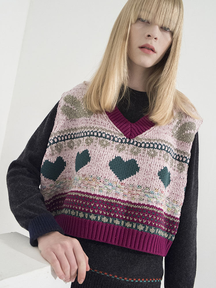 Multi Metallic Fancy Vest - L/PINK