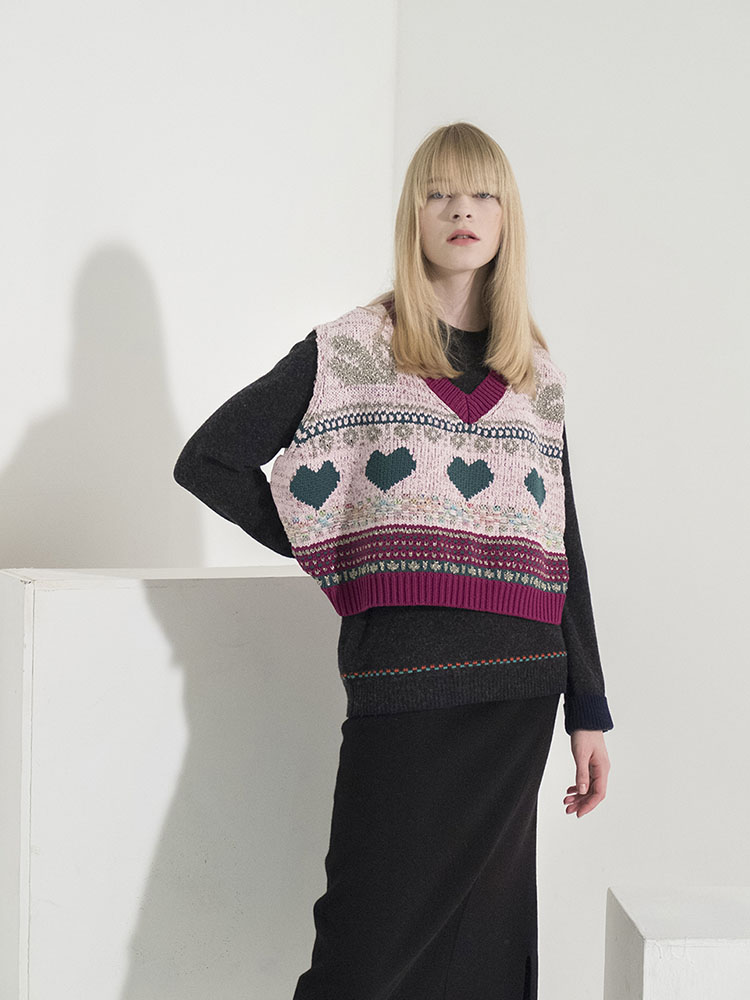 Multi Metallic Fancy Vest - L/PINK