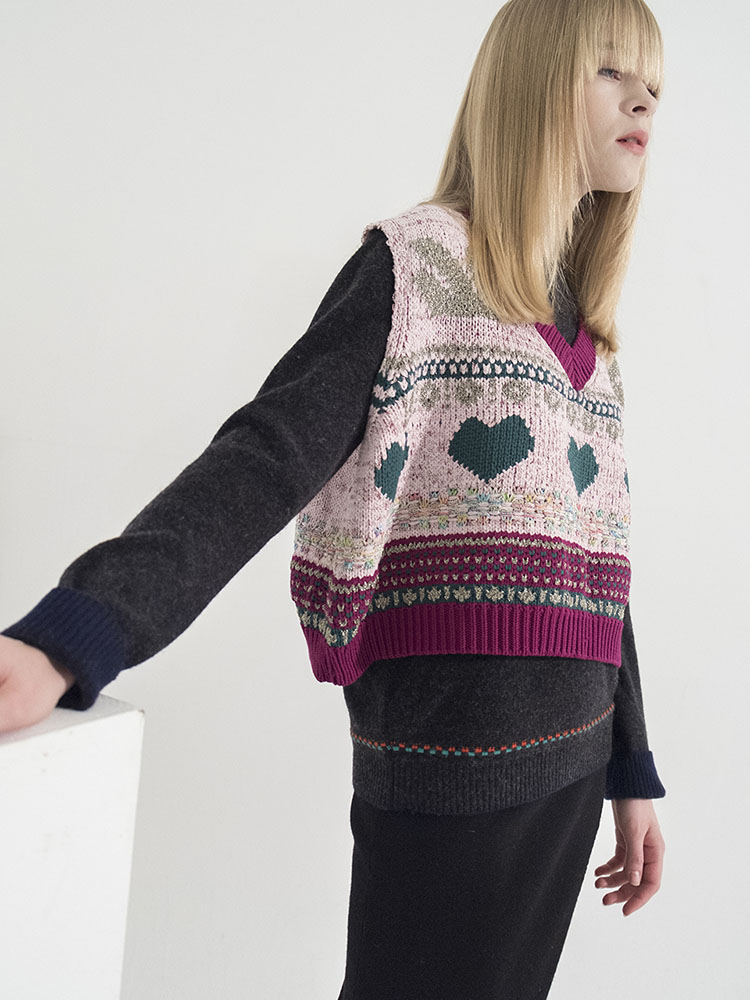 Multi Metallic Fancy Vest - L/PINK