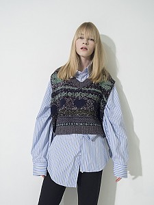 Multi Metallic Fancy Vest - M/GRAY