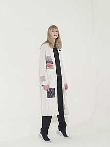 Cable Multi-Jacquard Long Cardigan - IVORY