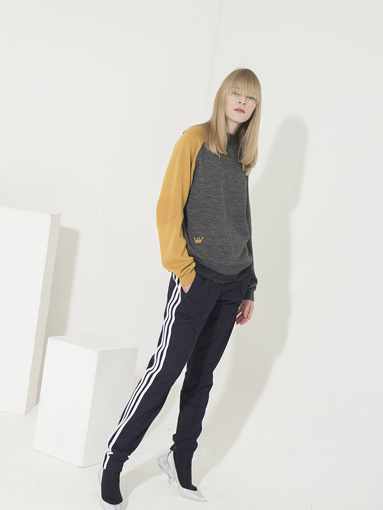 Sleeve Color-Block Basic Pullover - GRAY