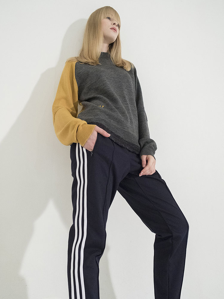 Sleeve Color-Block Basic Pullover - GRAY