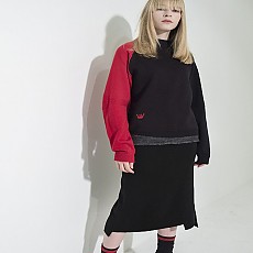 Sleeve Color-Block Basic Pullover - NAVY